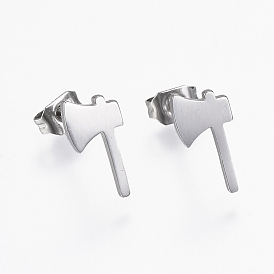 304 Stainless Steel Stud Earrings, Hypoallergenic Earrings, Axe