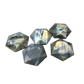 Cabochons de labradorite naturelle, hexagramme à facettes