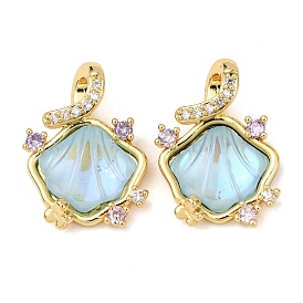 Латунные подвески с кубическими цирконами и смоляным паве, подвески в форме ракушек