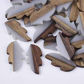 Cabujones de resina y madera, hoja