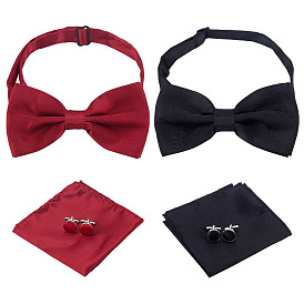 2 сумки 2 цветные полиэстеровые мужские наборы из галстука-бабочки, запонок и носового платка