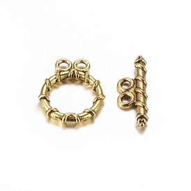 Tibetan Style Toggle Clasps, Lead Free and Cadmium Free, about 18mm long, 15mm wide, about 20mm long, 2mm wide, hole: 2mm