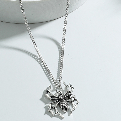 Ожерелья из сплава с подвеской в виде паука в готическом стиле для мужчин на Хэллоуин