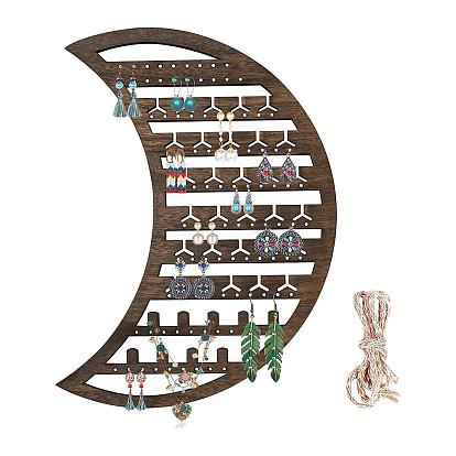 Estante de exhibición de joyería de madera montado en la pared de la luna, Soporte organizador para colgar joyas para pulsera., Collar, pendientes de almacenamiento