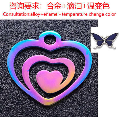 Pendentif en alliage , avec l'émail, changement de couleur de température, cœur