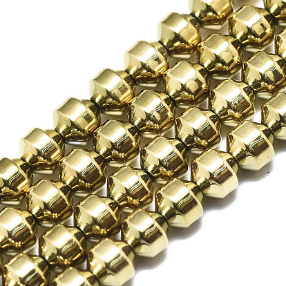 Electroplate Non-magnetic Synthetic Hematite Beads Strands, Round Bicone