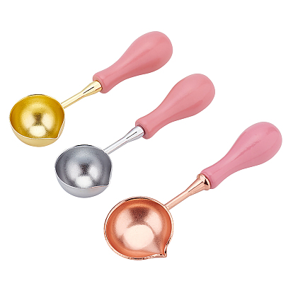 Brass Handle Wax Sealing Stamp Melting Spoon, with Wood Handle, for Wax Seal Stamp Melting Spoon Wedding Invitations Making