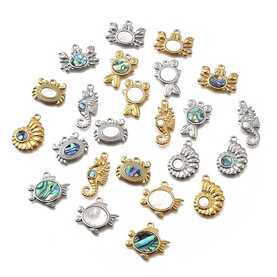 304 подвески из натуральной ракушки из нержавеющей стали, прелести морских животных