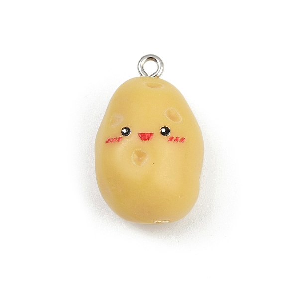 Непрозрачные подвески смолы, картофель с улыбающимся лицом, с железной платиной петлей