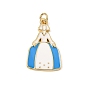 Brass Enamel Pendants, Women Charms, Rack Plating, Long-Lasting Plated, Cadmium Free & Lead Free, Real 18K Gold Plated