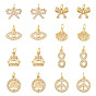 16 шт 8 стили латунные подвески из микропаве с фианитом, без свинца и без кадмия, долговечный, стойки покрытие, с целью перехода в кольце, разнообразные