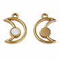 304 Stainless Steel Pendants, with Natural White Shell, Moon