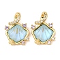 Латунные подвески с кубическими цирконами и смоляным паве, подвески в форме ракушек