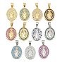 Micro latón allanan colgantes cúbicos del zirconia, óvalo con dijes de virgen maría, sin plomo y cadmio, chapado en rack, larga duración plateado