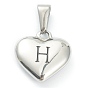 304 Stainless Steel Pendants, Heart with Black Letter