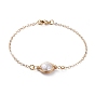 Link Bracelets, with Natural Baroque Pearl Keshi Pearl Beads, Copper Wire, Brass Cable Chains and Lobster Claw Clasps, with Cardboard Packing Box