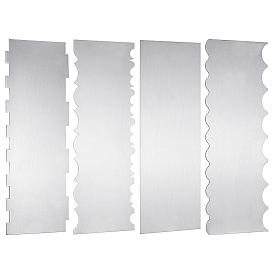 4Pcs 4 Styles Cake Cream Stainless Steel Scraper, Bakewere Tool, Rectangle