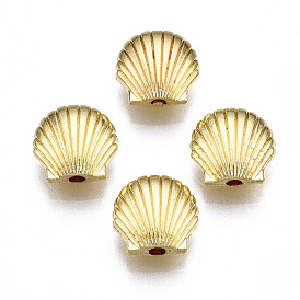 Rack Plating Alloy Beads, Cadmium Free & Lead Free, Scallop Shell Shape