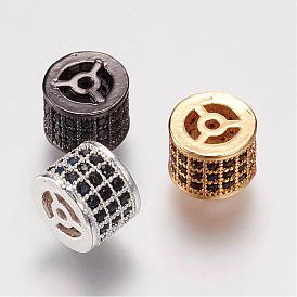 Brass Micro Pave Cubic Zirconia Beads, Column