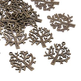 Pendentifs en alliage de zinc de style tibétain, arbre de charmes de la vie, sans cadmium et sans plomb, 32x26x1mm, Trou: 1mm