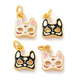 Alloy Enamel Charms, with Jump Ring, Golden, Cat Charm