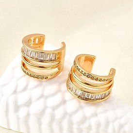 Латунные серьги-манжеты из прозрачного кубического циркония, тройной с-образный