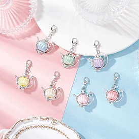 Подвеска для чайника из искусственного акрилового жемчуга и тибетского серебряного сплава, с карабин-лобстерами 