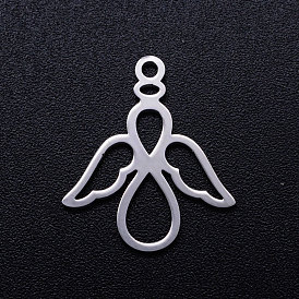 304 Stainless Steel Pendants, Laser Cut, Hollow, Angel