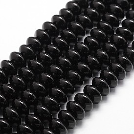 Бусины из натурального черного оникса, класс А, окрашенная и подогревом, рондель