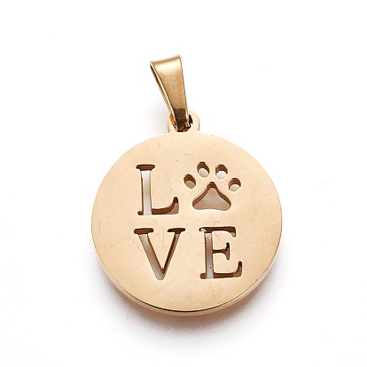 304 подвески из нержавеющей стали, плоские круглые с любовью