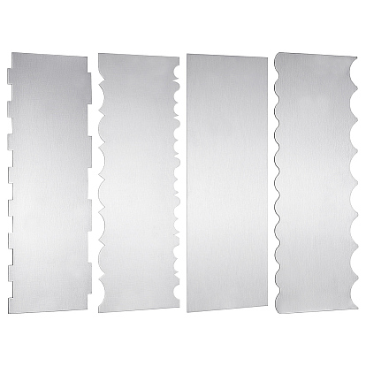 4Pcs 4 Styles Cake Cream Stainless Steel Scraper, Bakewere Tool, Rectangle