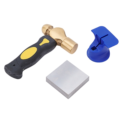 Tool Sets, with Brass Hammers, Gold Hammer Square Iron Anvil Workbenches and Portable Mini Plastic Punch Stamp Holder Accessories