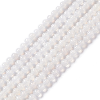 Natural White Agate Beads Strands, Grade A, Round