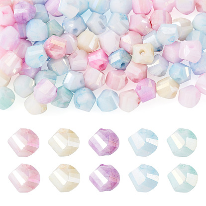 1 нити гальванизированных стеклянных бусин, предотвращающие потускнение, имитация драгоценных камней, твист, с покрытием AB цвета, граненые, два тона