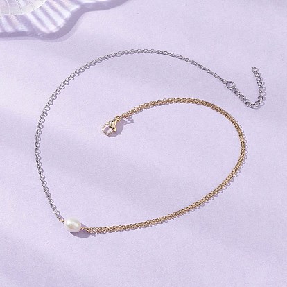 Подвеска из натурального культивированного пресноводного жемчуга с рисом 304 двухслойные ожерелья из нержавеющей стали, белые