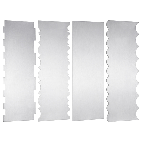 4Pcs 4 Styles Cake Cream Stainless Steel Scraper, Bakewere Tool, Rectangle