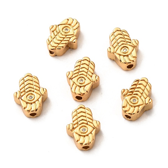 Messing Micro Pave klare Zirkonia Perlen, langlebig überzogen, hamsa hand/hand von miriam mit auge