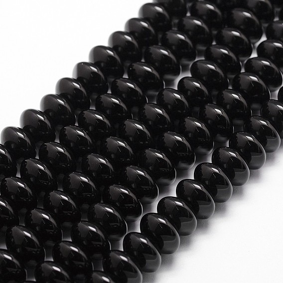 Бусины из натурального черного оникса, класс А, окрашенная и подогревом, рондель