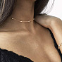 Minimalist Metal Beaded Chain Necklace with Diamond-Encrusted Lock, Chic and Versatile