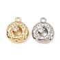 Brass Micro Pave Clear Cubic Zirconia Charms, Donut Charms