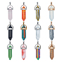 Natural & Synthetic Gemstone Pointed Pendants with Alloy Findings, Faceted Bullets