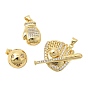 Подвески из латуни с микропаве и прозрачными кубическими циркониями в спортивной тематике, без кадмия и без свинца, долговечный, стойки покрытие, реальный 18 k позолоченный