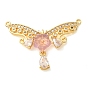 Brass Micro Pave Clear Cubic Zirconia Pedants, Butterfly & Flower Charms, with Resin