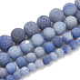 Naturelles bleu perles aventurine brins, givré, Grade a, ronde