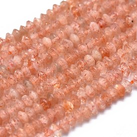Natural Sunstone Beads Strands, Faceted, Bicone