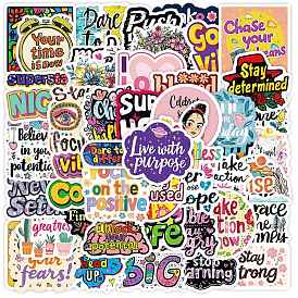 50Pcs Paper Self-Adhesive Picture Stickers, Phrase, for Water Bottles, Laptop, Luggage, Cup, Computer, Mobile Phone, Skateboard, Guitar Stickers Decor