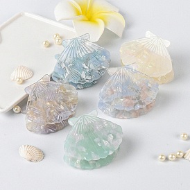 Shell Shape Cellulose Acetate(Resin) Claw Hair Clips, for Women Girls Hair
