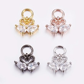 Brass Micro Pave Cubic Zirconia Charms, Swan