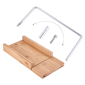 Wooden Soap Cutter Cutting Tools, Rectangle Loaf Mould with Wire Slicer, for Handmade Craft Soap Making Tool