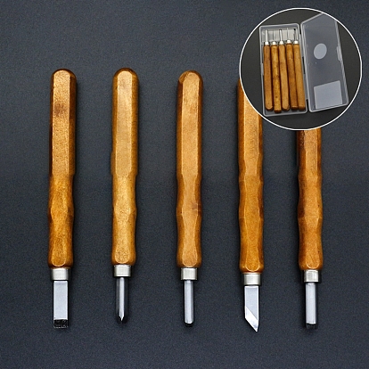 Steel Wood Carving Knife Set, with Wooden Handles, Hand Carving Tool, for DIY Sculpture Carpenter